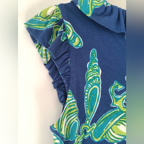 Lilly Pulitzer Clare Ruffle Sleeveless Mini Dress in Fallin in Love Blue Large - Picture 11 of 16